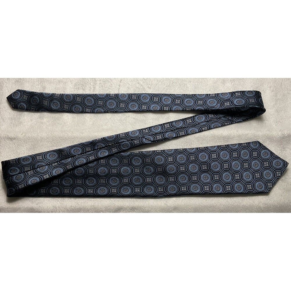 Men’s Silk Blue Geometric Tie By Pronto Uomo